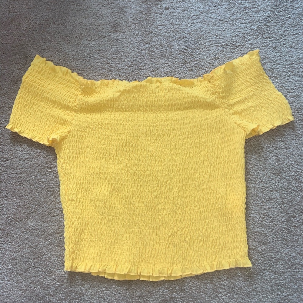 off the shoulder, smocked top (pacsun)